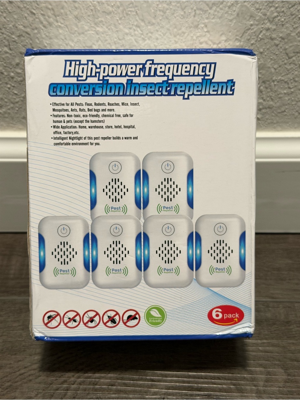 High-power frequency conversion insect repellent - White/Blue (6 pack)